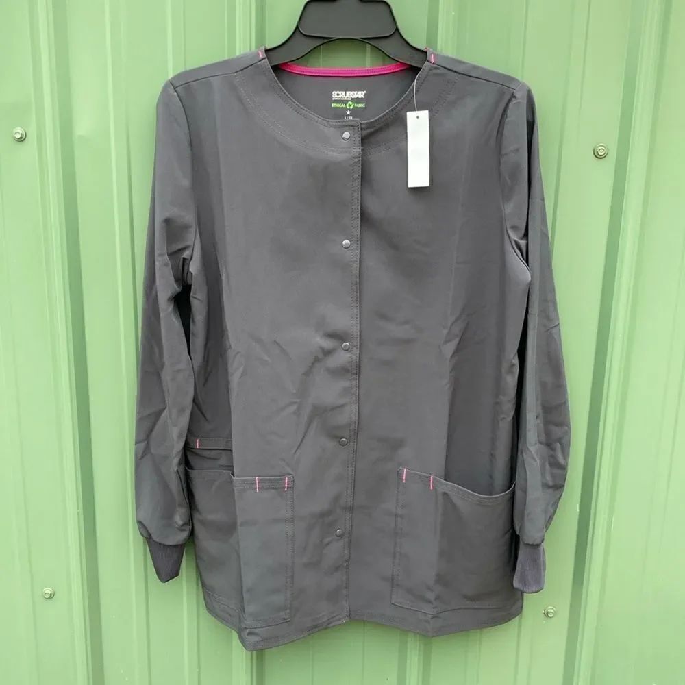 Ethical Fabric Stretch Snap Front Active Warm Up Scrub Jacket Size S